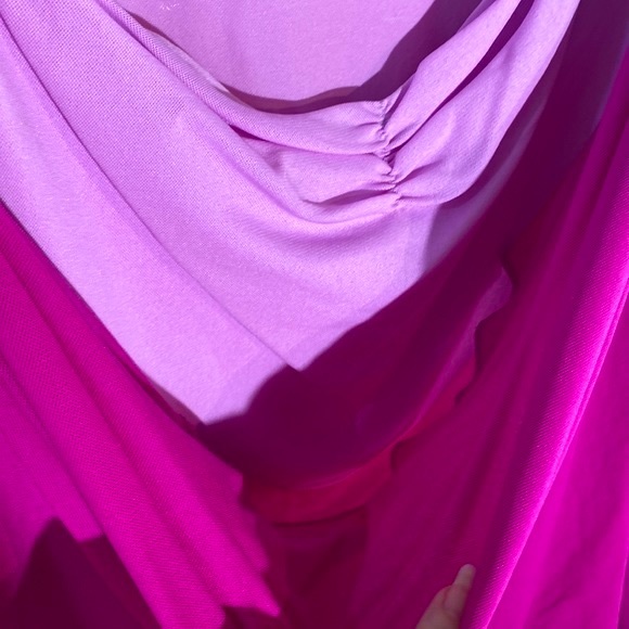 i.e. woman magenta and pink layered look softly draped nylon top - Picture 3 of 6